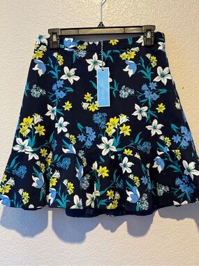 Draper James Navy Floral Circle Skirt with Blue & Yellow Blooms